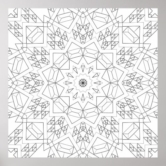 Facettierte Kristall-Mandala-Geometrie-Farbkunst Poster (Vorne)