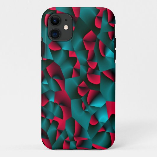 Facettiertes Rot und Cyan Case-Mate iPhone Hülle (Rückseite)