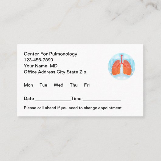 Fachamt für Pulmonologie Medizinische Personalausw Terminkarte (Vorderseite)