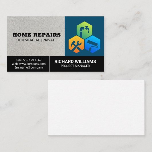 Facharbeiter | Zuhause-Reparaturdienste Visitenkarte (Vorne/Hinten)