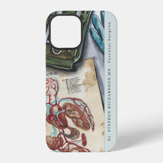 Facharzt Chirurg Wasserfarben-Monogramm iPhone Hülle (Rückseite)