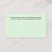 Fachausweise für medizinische Comfort-Pflege Visitenkarte (Rückseite)