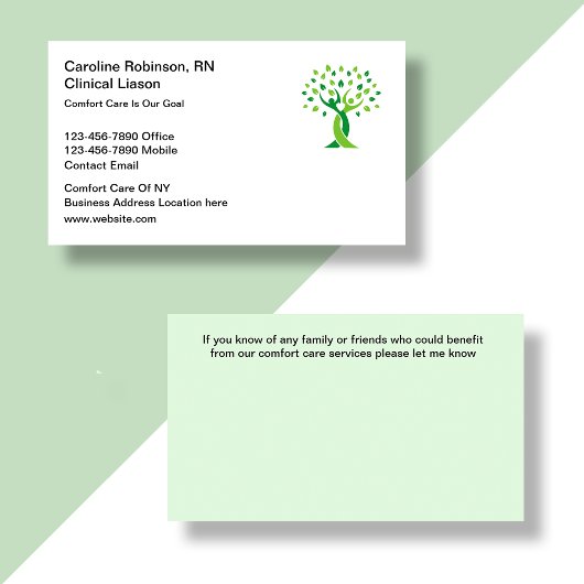 Fachausweise für medizinische Comfort-Pflege Visitenkarte