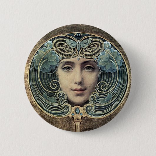 Fächer auf goldenem Grund von Louis Welden Hawkins Button (Vorderseite)