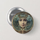 Fächer auf goldenem Grund von Louis Welden Hawkins Button (Vorne & Hinten)