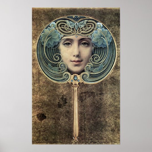 Fächer auf goldenem Grund von Louis Welden Hawkins Poster (Vorne)