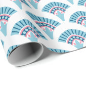 Fächer mit Rüschen in Rosa und Aqua Geschenkpapier (Rolleneckpunkt)