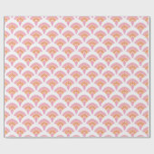 Fächer mit Rüschen in Rosa und Orange Geschenkpapier (Flach)