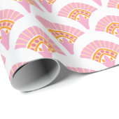 Fächer mit Rüschen in Rosa und Orange Geschenkpapier (Rolleneckpunkt)