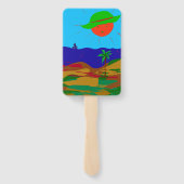 Fächer mit Sonne, Strand und Palme. (Rückseite)