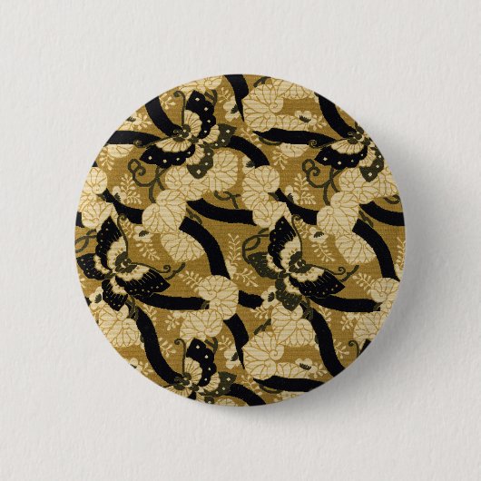 Fächermuster mit Schmetterling japanische Zierkuns Button (Vorderseite)