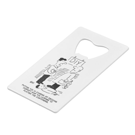 Fachhändler und Shopmanager für Superstore Geldbeutel Flaschenöffner (Vorderseite Schrägansicht)