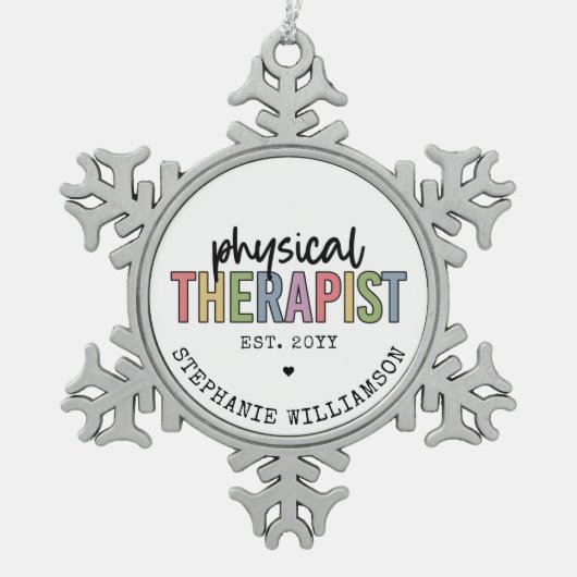 Fachmediziner PT Abschluss Geschenke Schneeflocken Zinn-Ornament (Vorderseite)