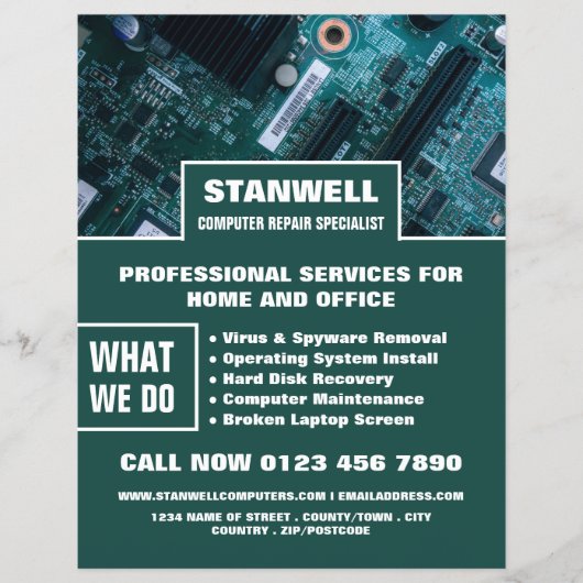 Fachwerbung für Computerreparatur auf Hauptplatine Flyer (Vorne)