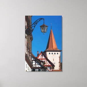 Fachwerkhäuser in der Stadt Leinwanddruck