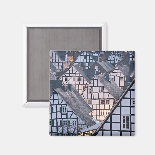 Fachwerkhäuser in Freudenberg Magnet (Vorderseite/Rückseite)