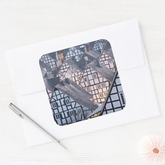 Fachwerkhäuser in Freudenberg Quadratischer Aufkleber (Umschlag)