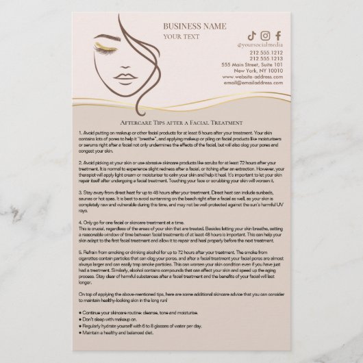 FACIAL TREATMENTS Aftercare flyer (Vorne)