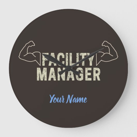 Facility Manager oder Janitor- und Pflegegeschenk Große Wanduhr (Vorderseite)