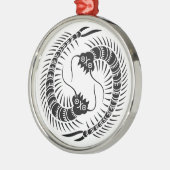 Facing Centipedes Circle Silbernes Ornament (Links)