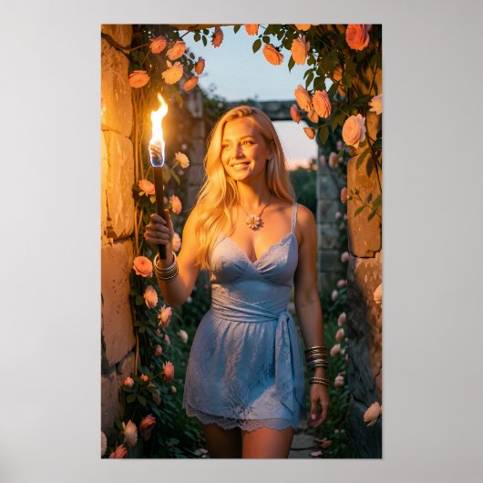 Fackelbeleuchteter Garten des Abendposter der Gnad Poster (Vorne)