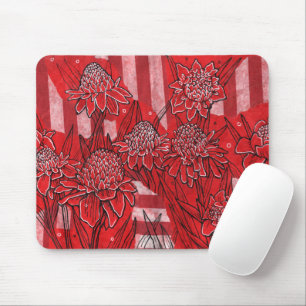 Fackelingwerlilie, Rote Blumen Tropische Blumenkun Mousepad
