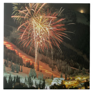 Fackelzug und Feuerwerk im Winter Fliese