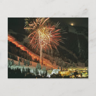 Fackelzug und Feuerwerk im Winter Postkarte