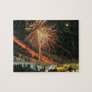Fackelzug und Feuerwerk im Winter Puzzle