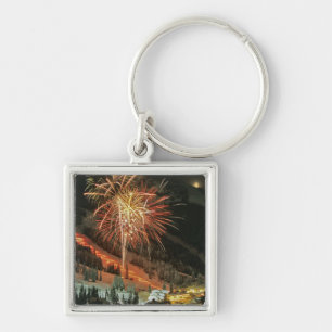 Fackelzug und Feuerwerk im Winter Schlüsselanhänger