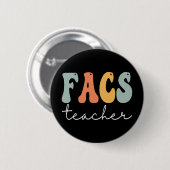 Facs-Lehrer Retro Groovy Vintage Glücklicher erste Button (Vorne & Hinten)