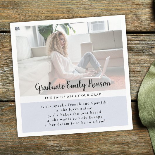 Fact Blue Graduate Foto Graduation Party Serviette