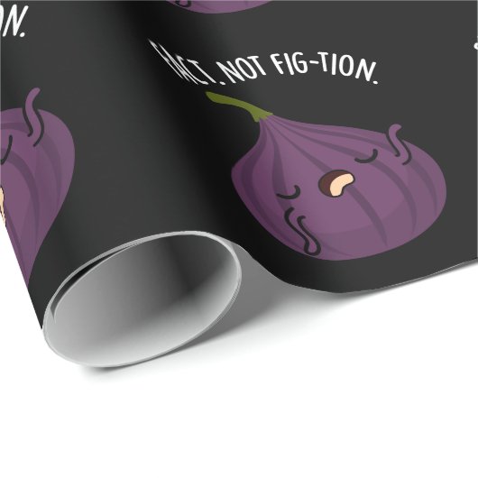 Fact not Fig-tion Funny Fig Pun Dark BG Geschenkpapier (Rolleneckpunkt)