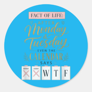 Fact Of Life Kalender sagt What On Earth Humor Runder Aufkleber