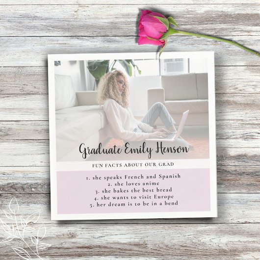 Fact Pink Graduate Foto Graduate Party Serviette