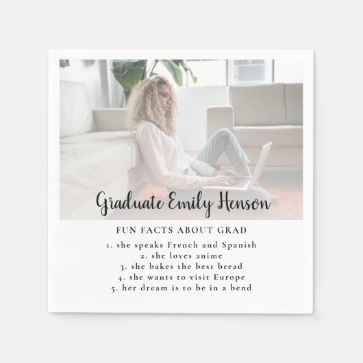 Fact Simple Graduate Foto Graduate Party Serviette (Vorderseite)