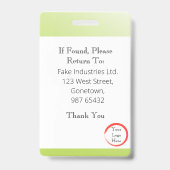 Fade Lime Green ID Card (Vertikal/Portrait) Ausweis (Rückseite)