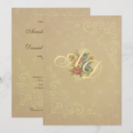 Fade pastellrosa beige Vintage Rose Hochzeit Einladung
