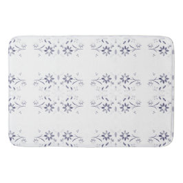 Faded Blue and White Floral Pattern Badematte