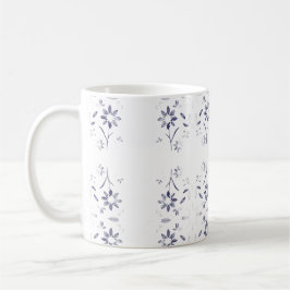 Faded Blue and White Floral Pattern Kaffeetasse
