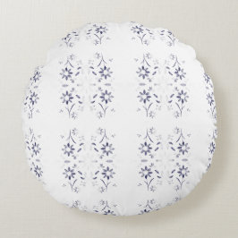 Faded Blue and White Floral Pattern Rundes Kissen