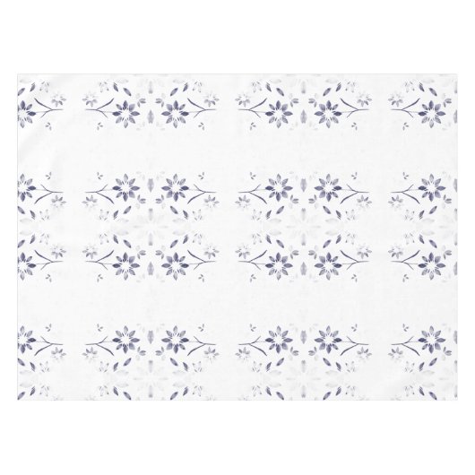 Faded Blue and White Floral Pattern Tischdecke (Vorderseite (Horizontal))