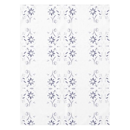 Faded Blue and White Floral Pattern Tischdecke (Vorderseite)