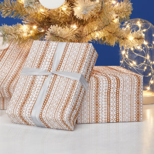 Faded Fair Isle Strick Aquarell Cabincore Orange Geschenkpapier