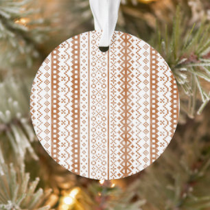 Faded Fair Isle Strick Aquarell Cabincore Orange Ornament