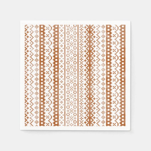 Faded Fair Isle Strick Aquarell Cabincore Orange Serviette (Vorderseite)