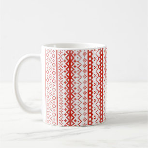 Faded Fair Isle Strick Aquarellfarbe Rot Kaffeetasse