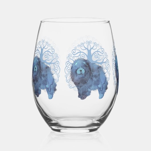 FADED GENES Chow Chow Stemless Wine Glass Weinglas Ohne Stiel (Vorderseite)