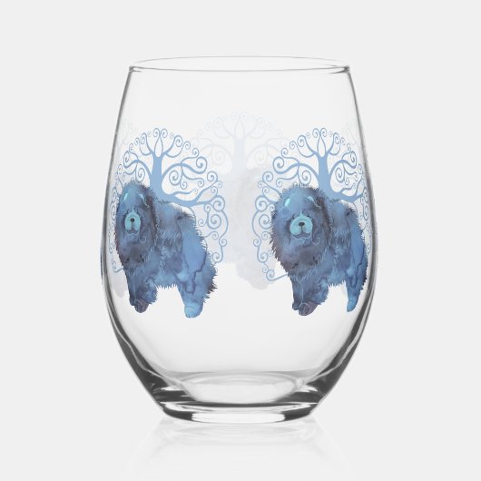 FADED GENES Chow Chow Stemless Wine Glass Weinglas Ohne Stiel (Rechts)