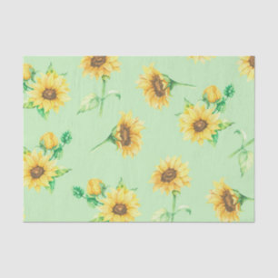 Faded Green Sunblumen Blumendekoupage Seidenpapier